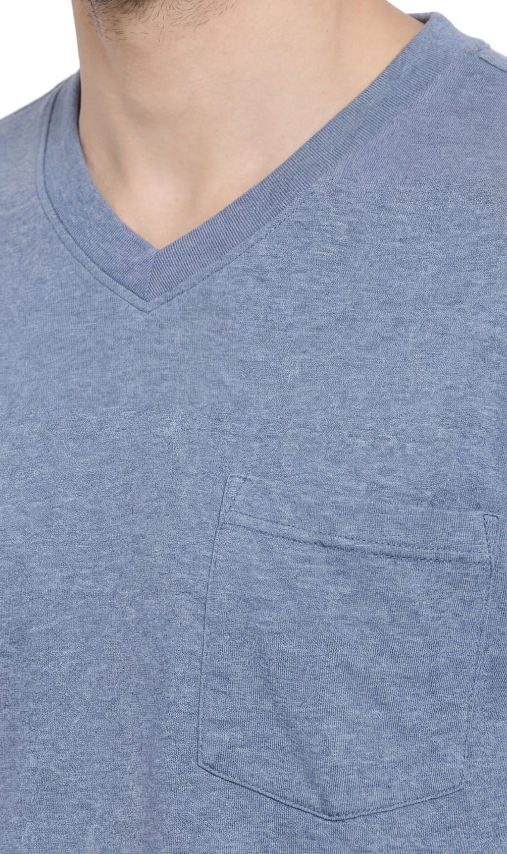 Men's Heavyweight Short Sleeve V-Neck T-Shirt – Relaxed Fit Cotton Blend with Pocket