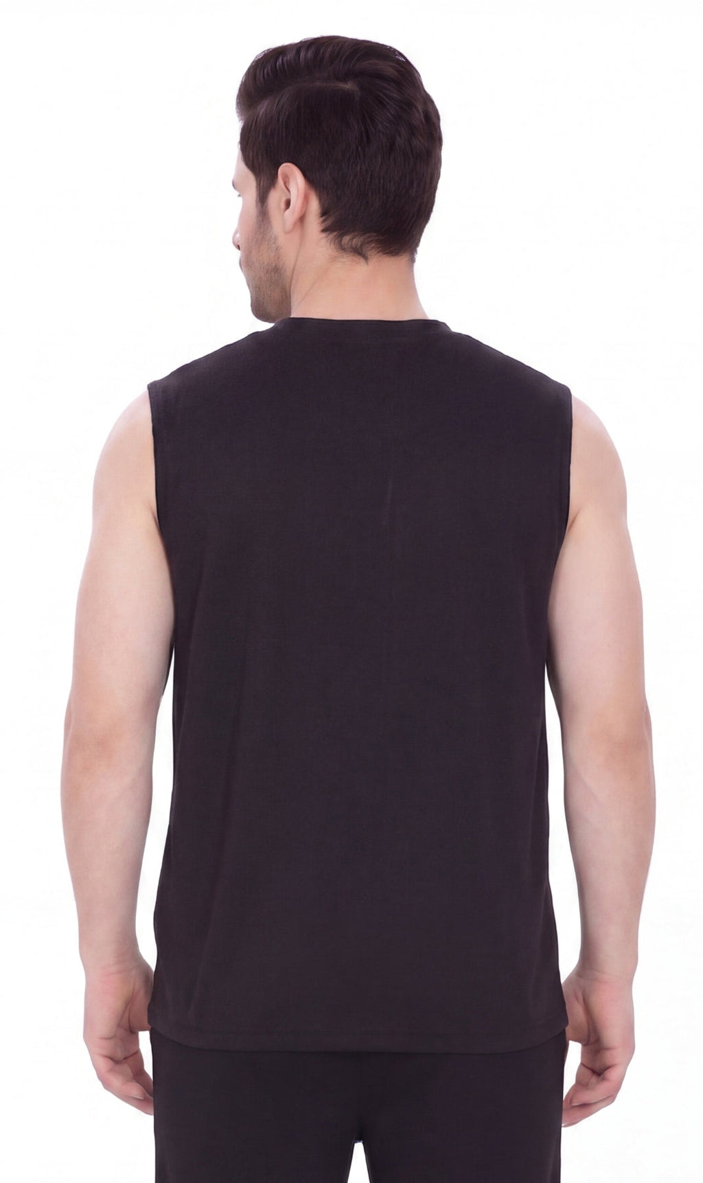 Men’s Sleeveless Crew Neck T-Shirt – Regular Fit, Heavier Cotton Blend Jersey with Chest Pocket