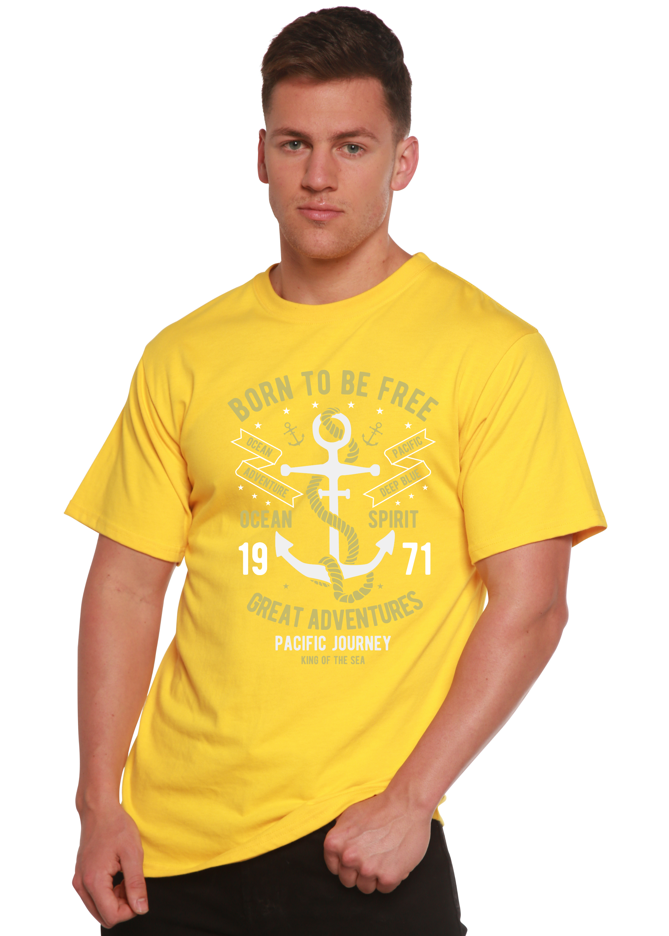 Born To Be Free Men's Bamboo Viscose/Organic Cotton Short Sleeve Graphic T-Shirt