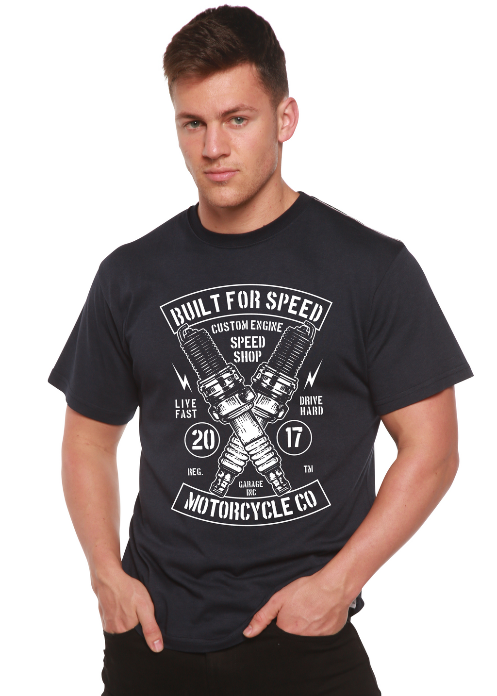 Built For Speed Men's Bamboo Viscose/Organic Cotton Short Sleeve Graphic T-Shirt