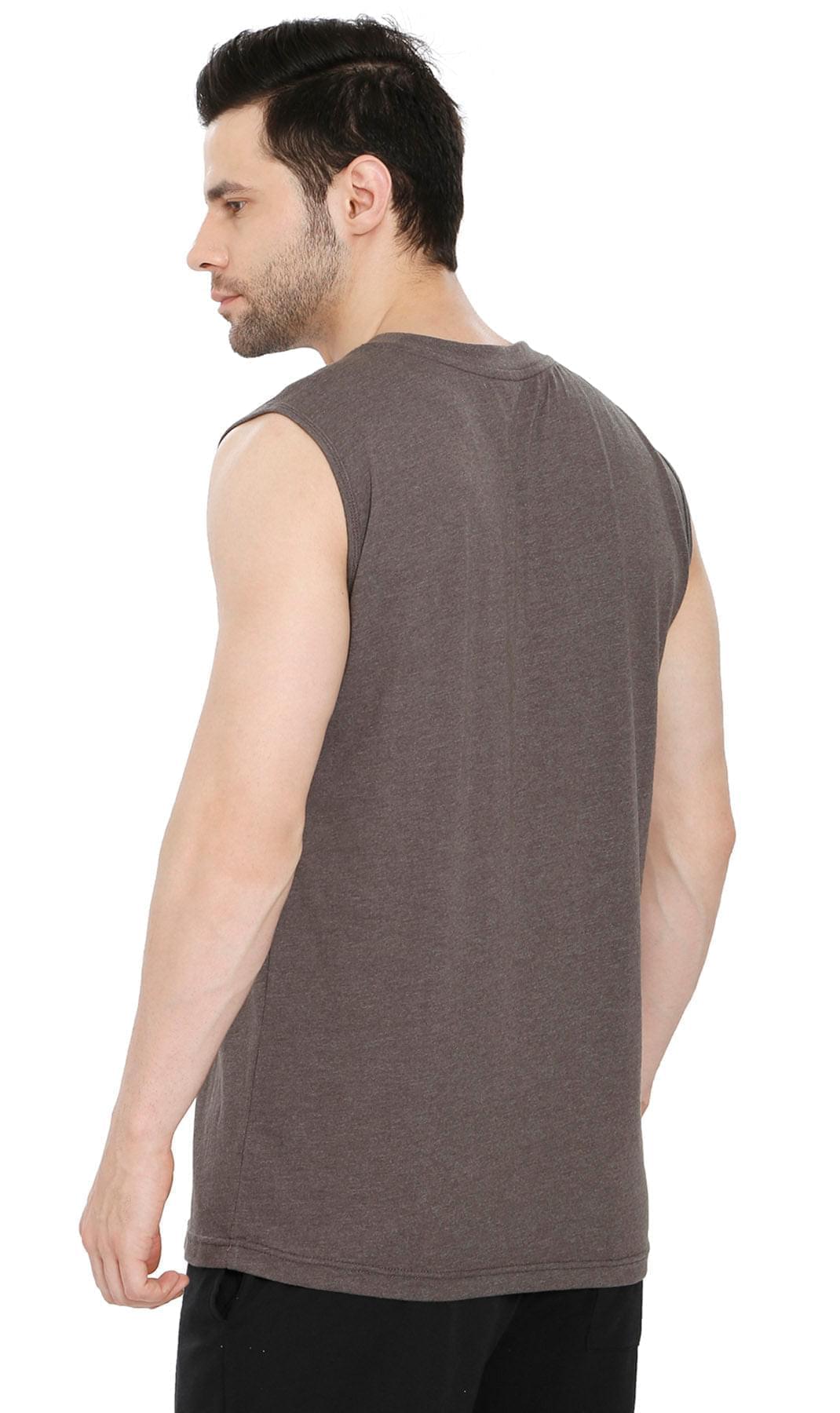 Men’s Sleeveless Crew Neck T-Shirt – Regular Fit, Heavier Cotton Blend Jersey with Chest Pocket