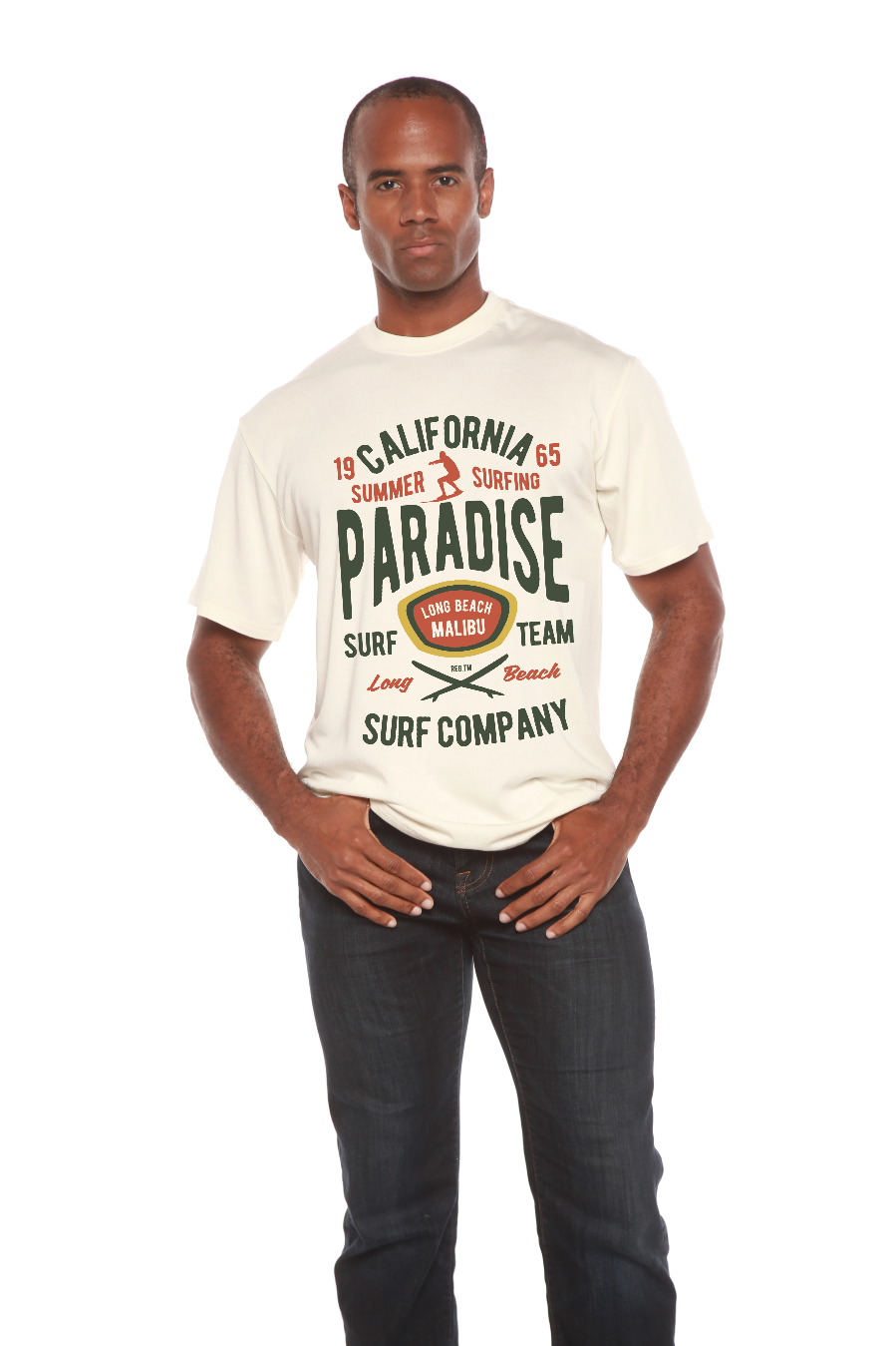California Summer Surfing Men's Bamboo Viscose/Organic Cotton Short Sleeve Graphic T-Shirt