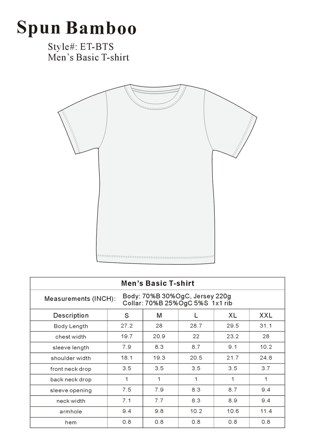 Men's Bamboo Short Sleeve T-Shirt - Classic Cut